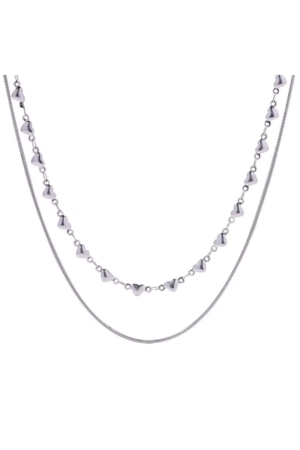 Pearl of the West - Little Heart Double Choker - Stainless Steel