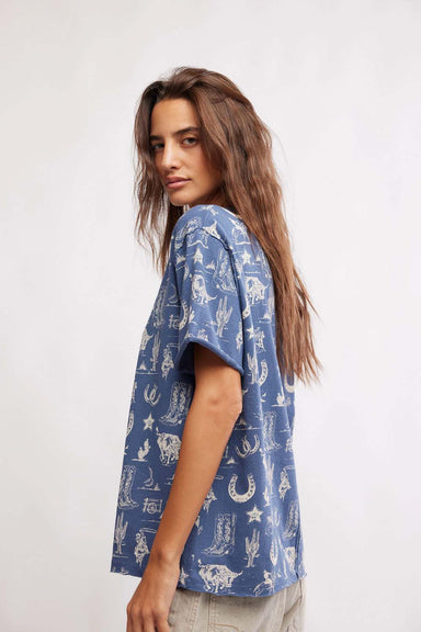 Free People - Painted Floral Tee - Navy Combo - Side