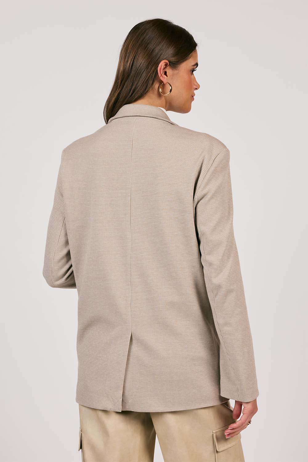 Sage the Label - Progress Houndstooth Blazer - Taupe - Back