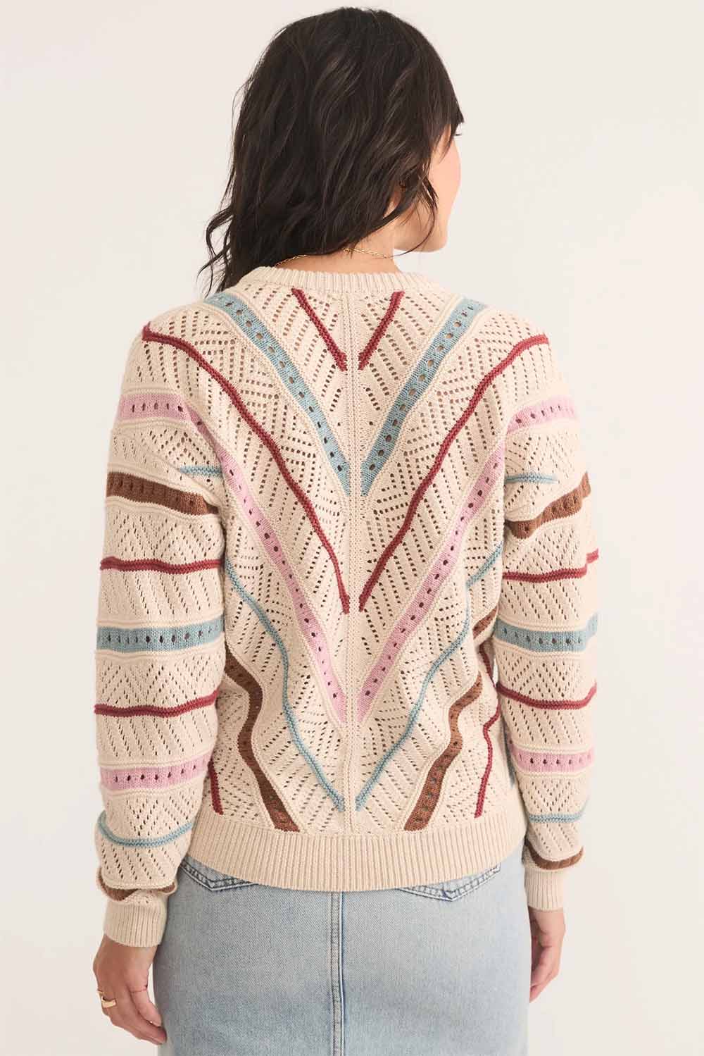 Marine Layer - Brooke Oversized Crewneck - Cream Multi - Back