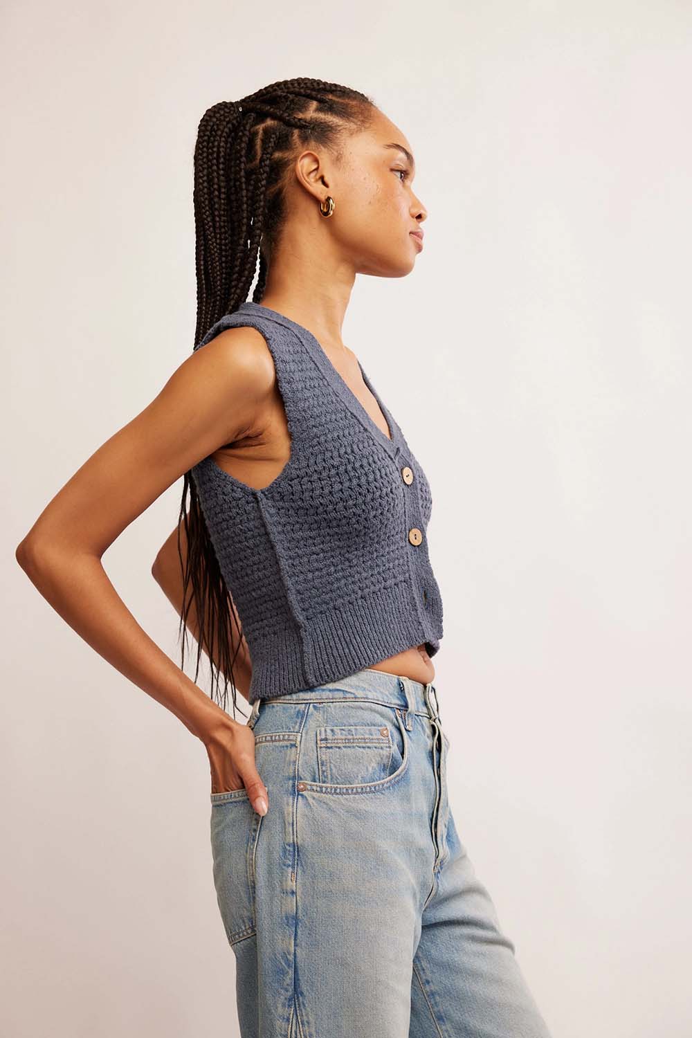 Free People - WTF Ava Vest - Vintage Indigo - Side