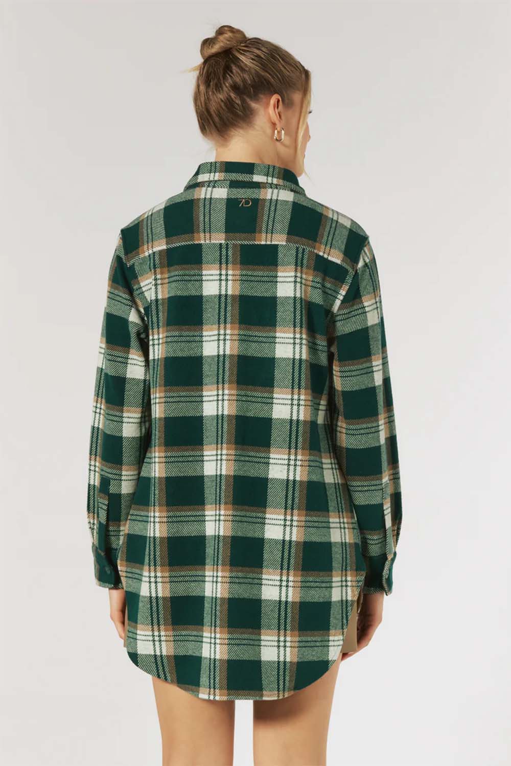 7 Diamonds - Generation Plaid Shacket - Basil - Back