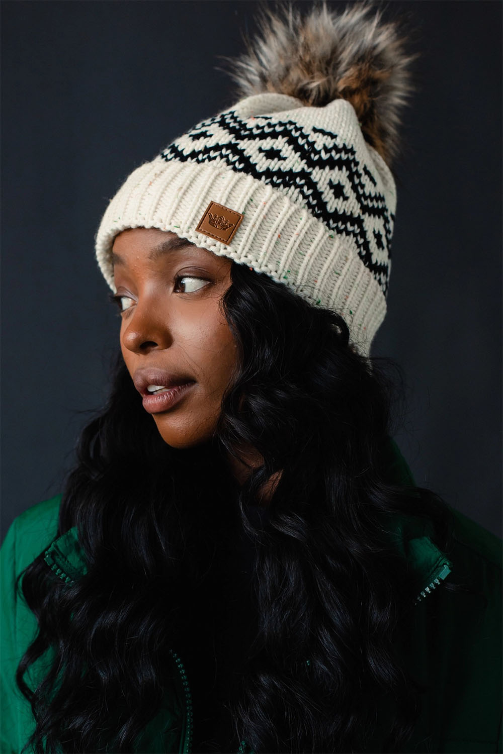 Panache Apparel Co - Speckled Pattern Pom Hat - Cream - Side