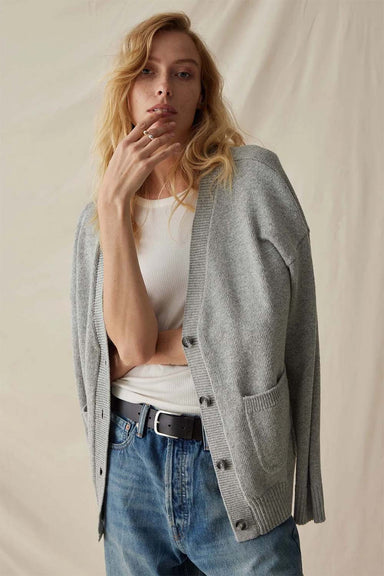 Richer Poorer - Alexa Lightweight Cardigan - Heather Grey - Front