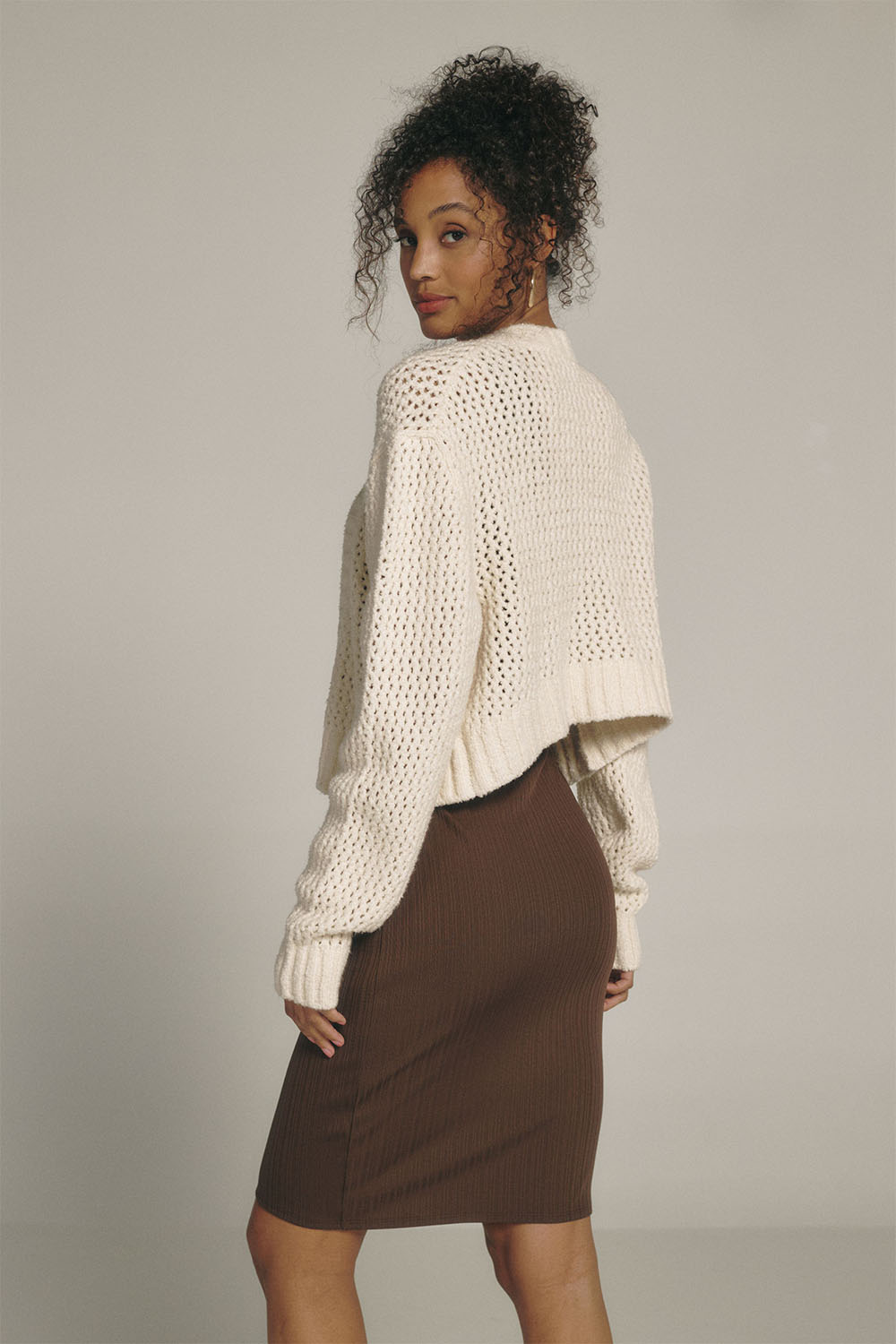 7 Diamonds - Tory Cropped Cardigan - Cream - Back