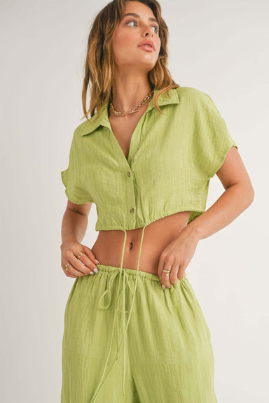 Sage the Label - Grazie Crop Shirt - Lime - Front