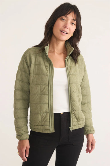 Marine Layer - Corbet Quilted Bomber - Light Olive - Front