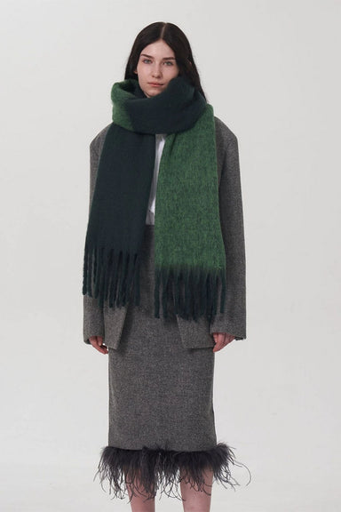 Accity - Two Color Mohair Scarf - Green