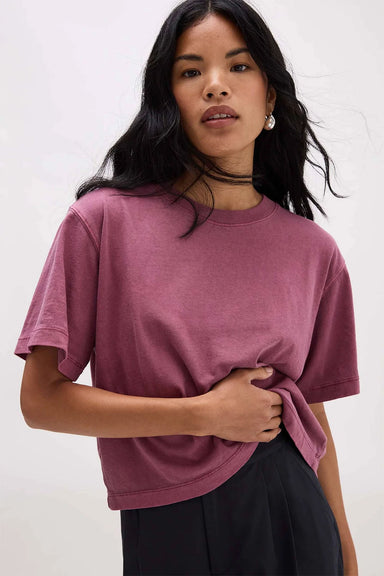 Richer Poorer - Relaxed SS Crop - Burgundy - Front