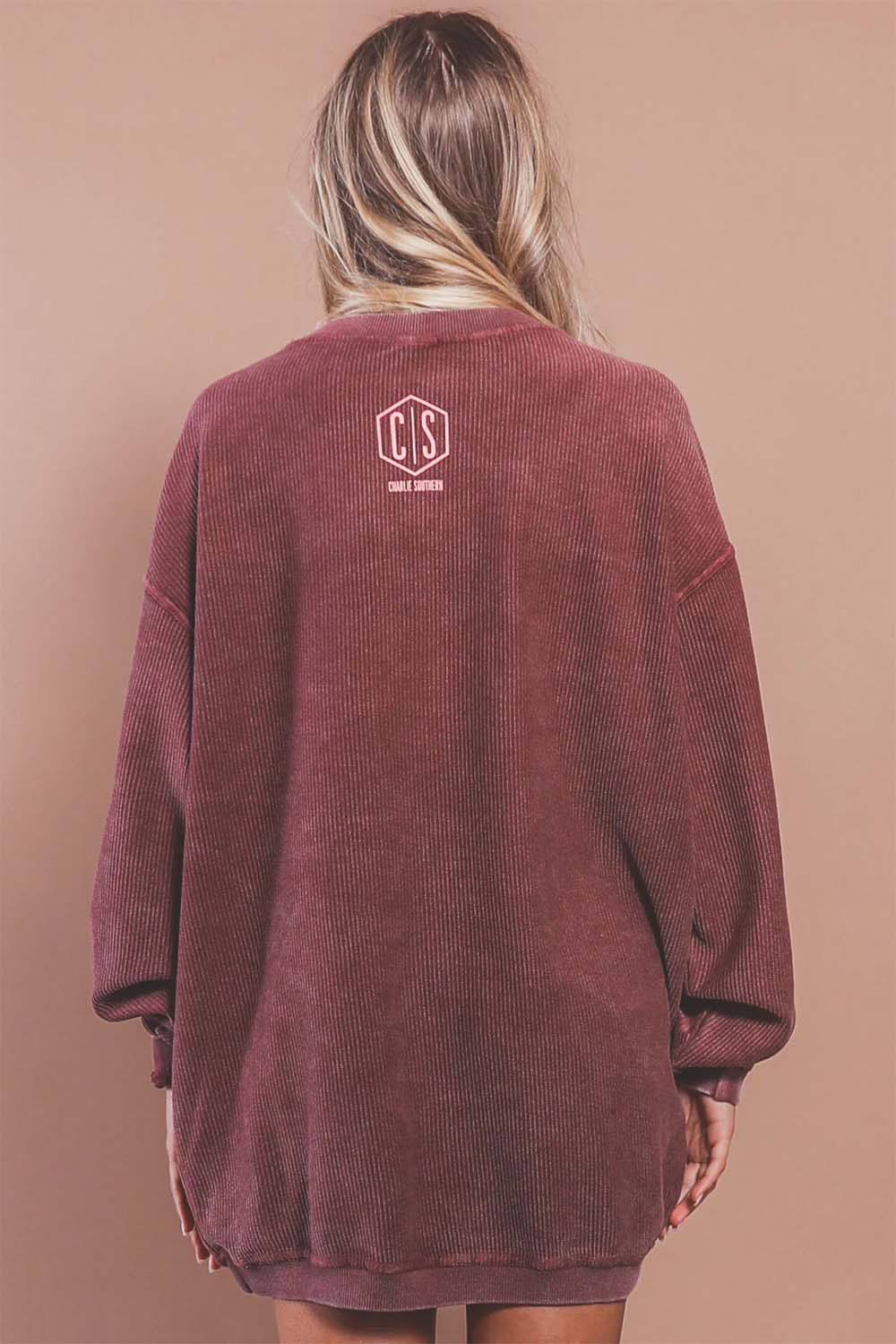 Charlie Southern - Howdy Corded Sweatshirt - Maroon - Back