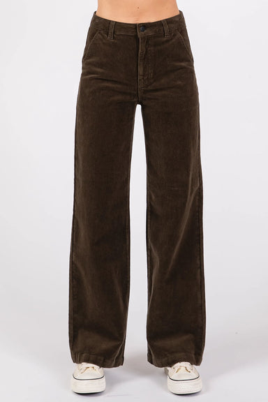 Letter to Juliet - Wide Leg Stretch Cord Trouser - Moss - Front