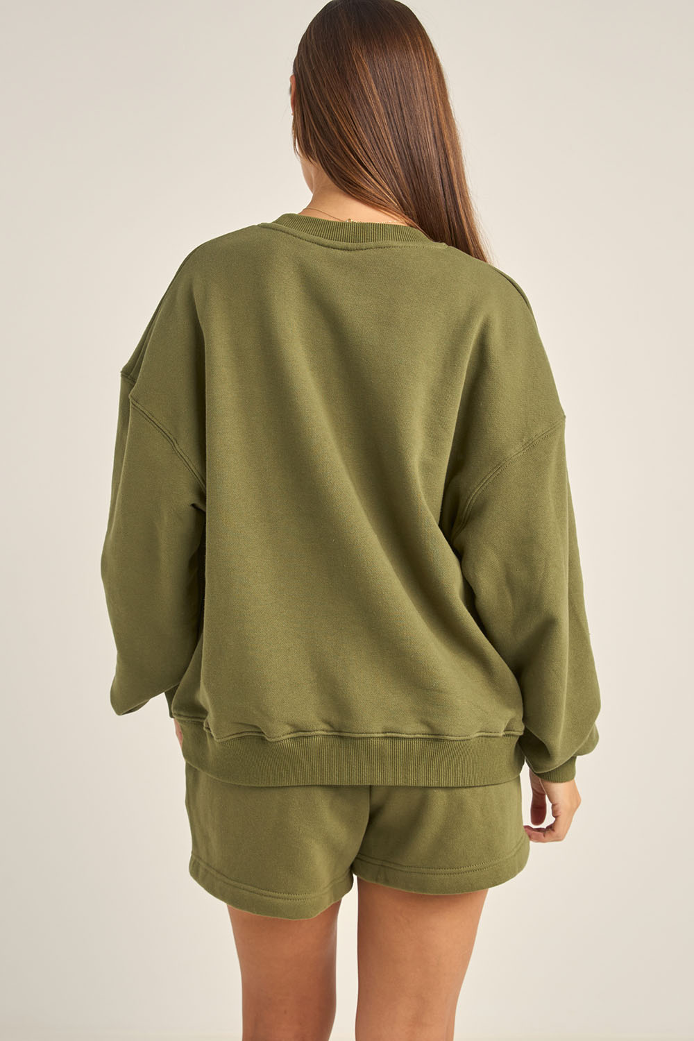 Rhythm - College Crew Neck Fleece - Olive - Back