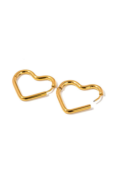 Pearl of the West  - Heart Hoops - 18K GP Stainless