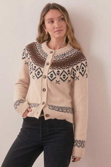 Marine Layer - Ava Fair Isle Cardigan - Mink - Profile