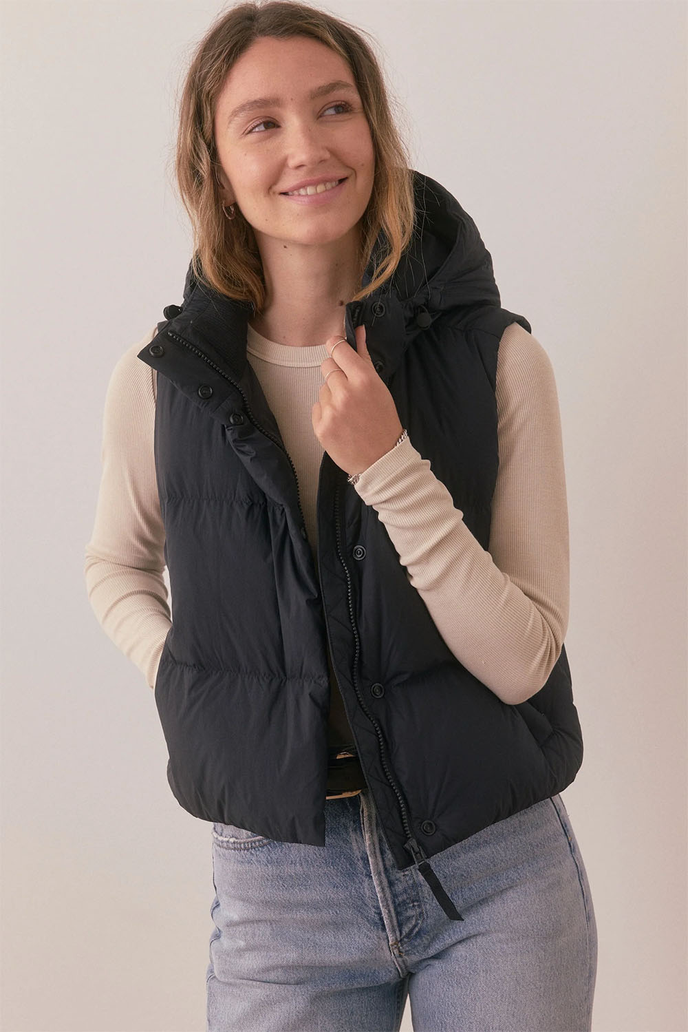 Marine Layer - Zoe Puffer Vest - Black - Profile