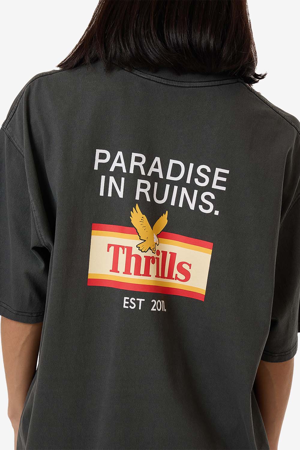 Thrills - Never Stop Oversized Tee - Merch Black - Detail