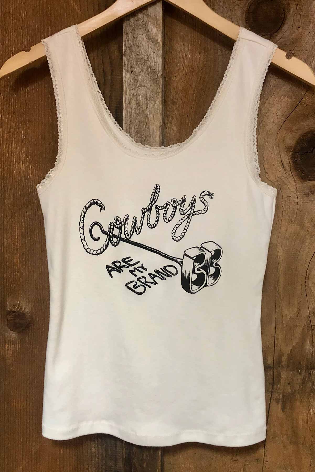 Bandit Brand - Cowboys are My Brand Lace Tank - White/Black