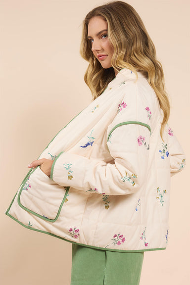 Sadie & Sage - Fair Weather Quilted Jacket - Ivory Multi - Side