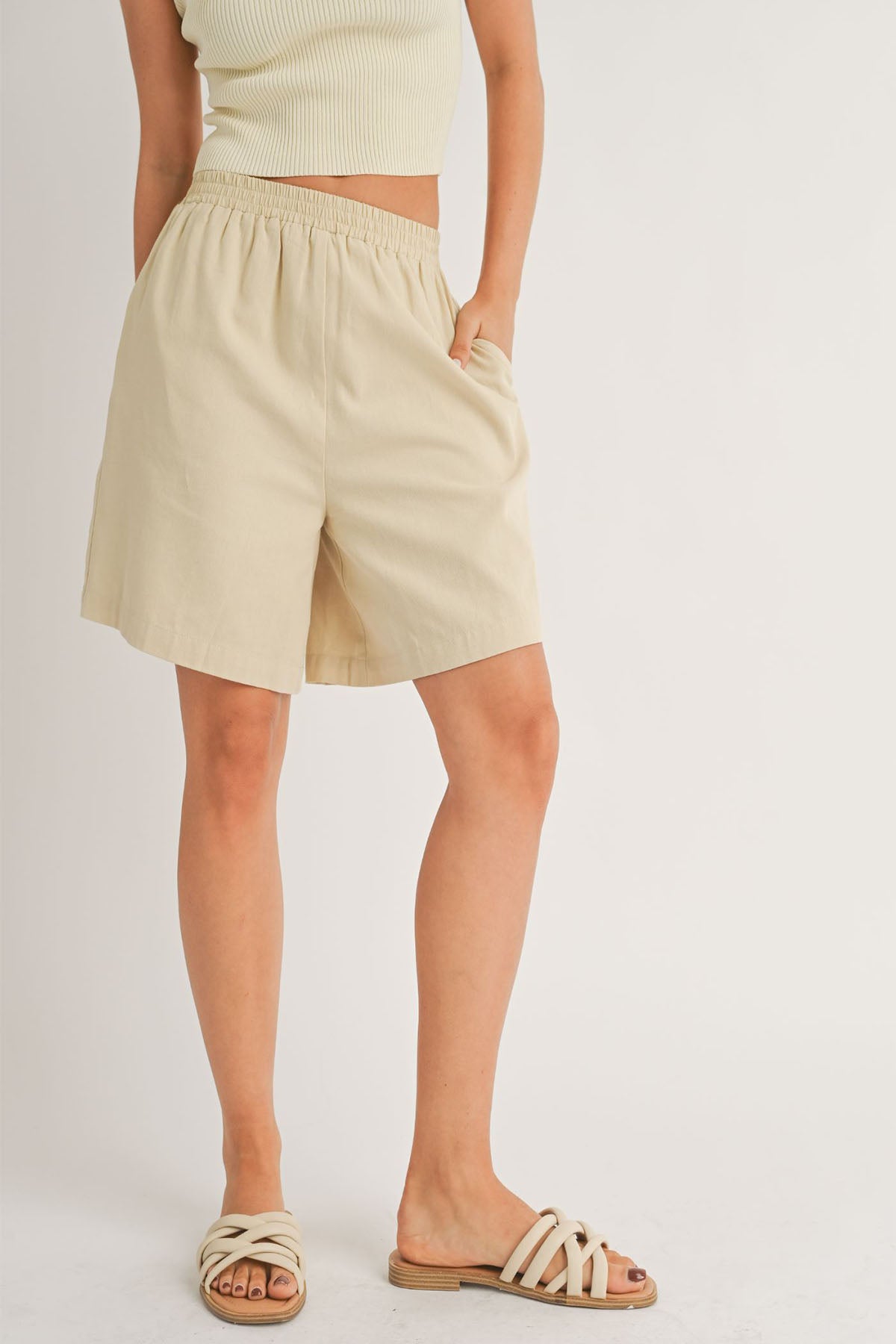 Sage the Label - Sunlit Bermuda Shorts - Tan - Front