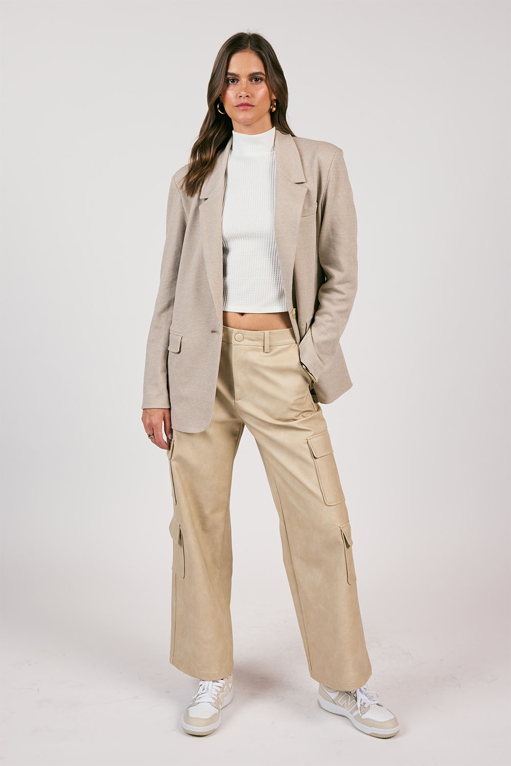 Sage the Label - Progress Houndstooth Blazer - Taupe