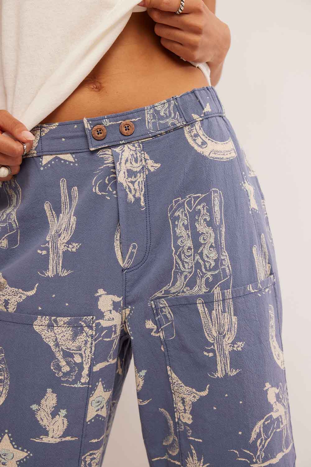 Free People - Seaside Pull-On Pant - Indigo Combo Rodeo - Detail