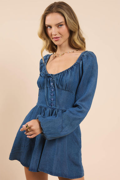 Sadie & Sage - Its Pouring Romper - Dark Chambray - Front