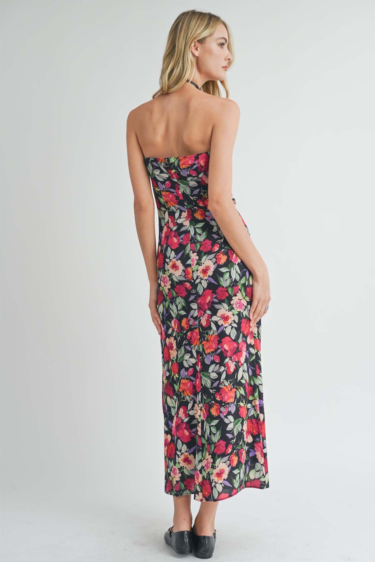 Sadie & Sage - A Night In Midi Dress - Black Multi - Back