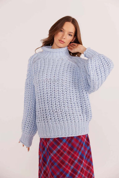 Mink Pink - Holly Chunky Knit Sweater - Ice Blue