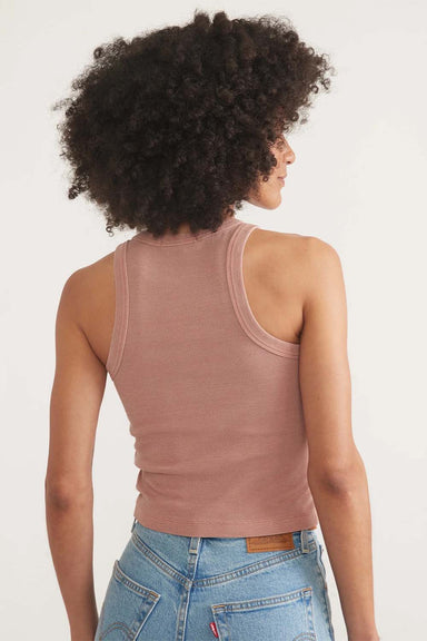 Marine Layer - Lexi Rib Sun-In High Neck Crop Tank - Rust - Back