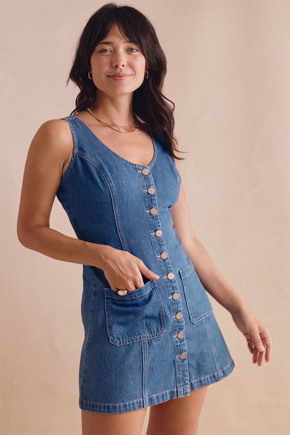 Marine Layer - Daisy Denim Mini Dress - Medium Wash