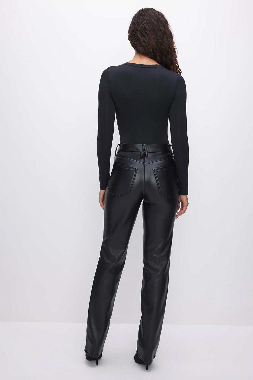 Good American - Good Icon Faux Leather Pant - Black - Back