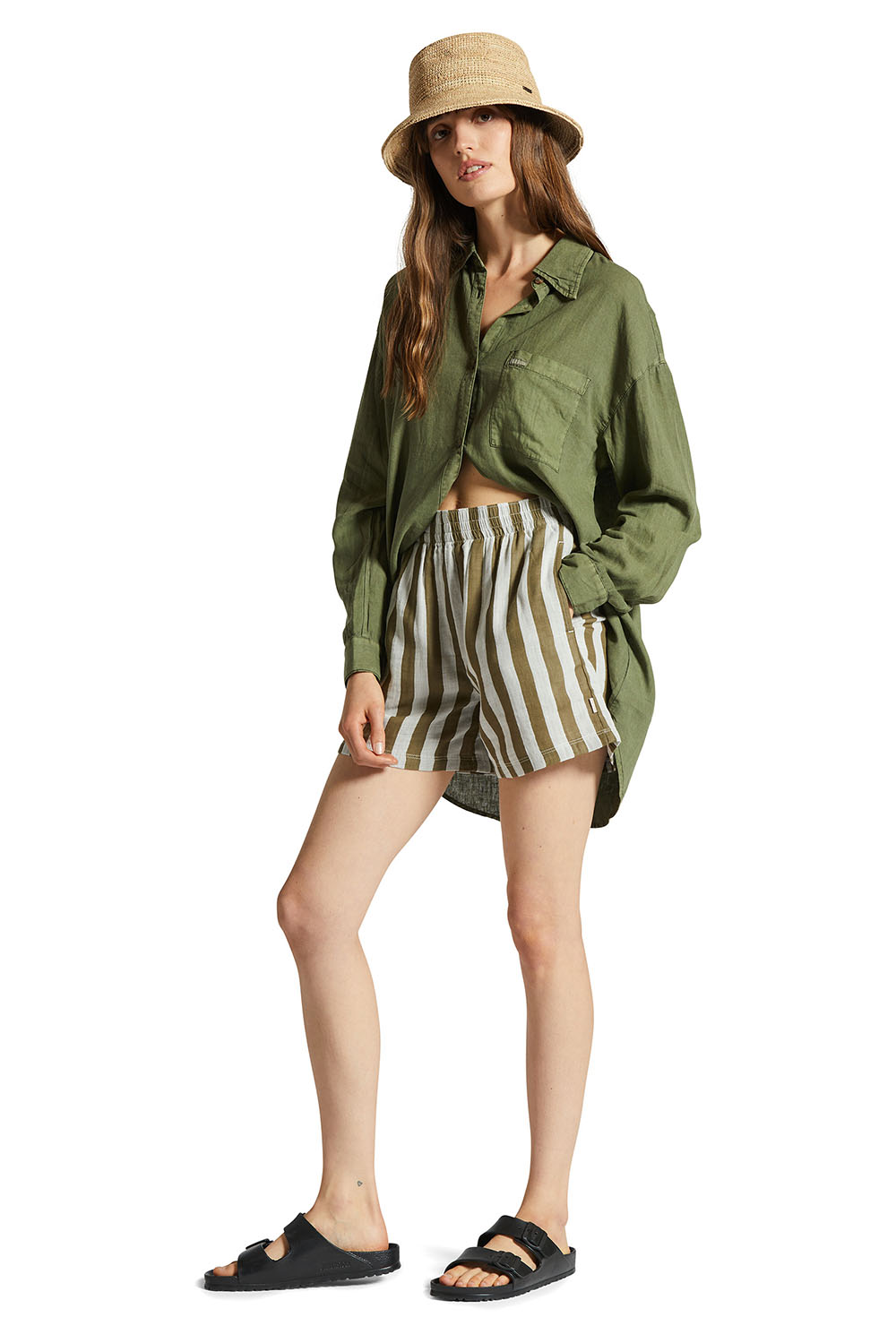 Brixton - Mykonos Stripe Boxer Short - Military Olive