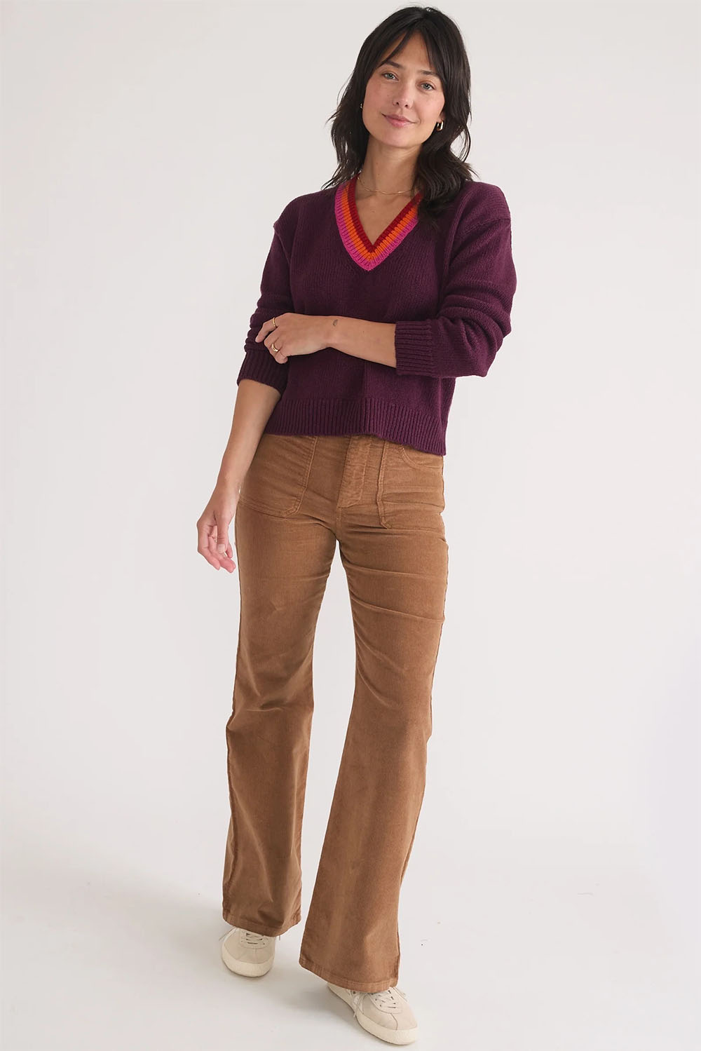 Marine Layer - Bella Cropped Sweater - Plum 