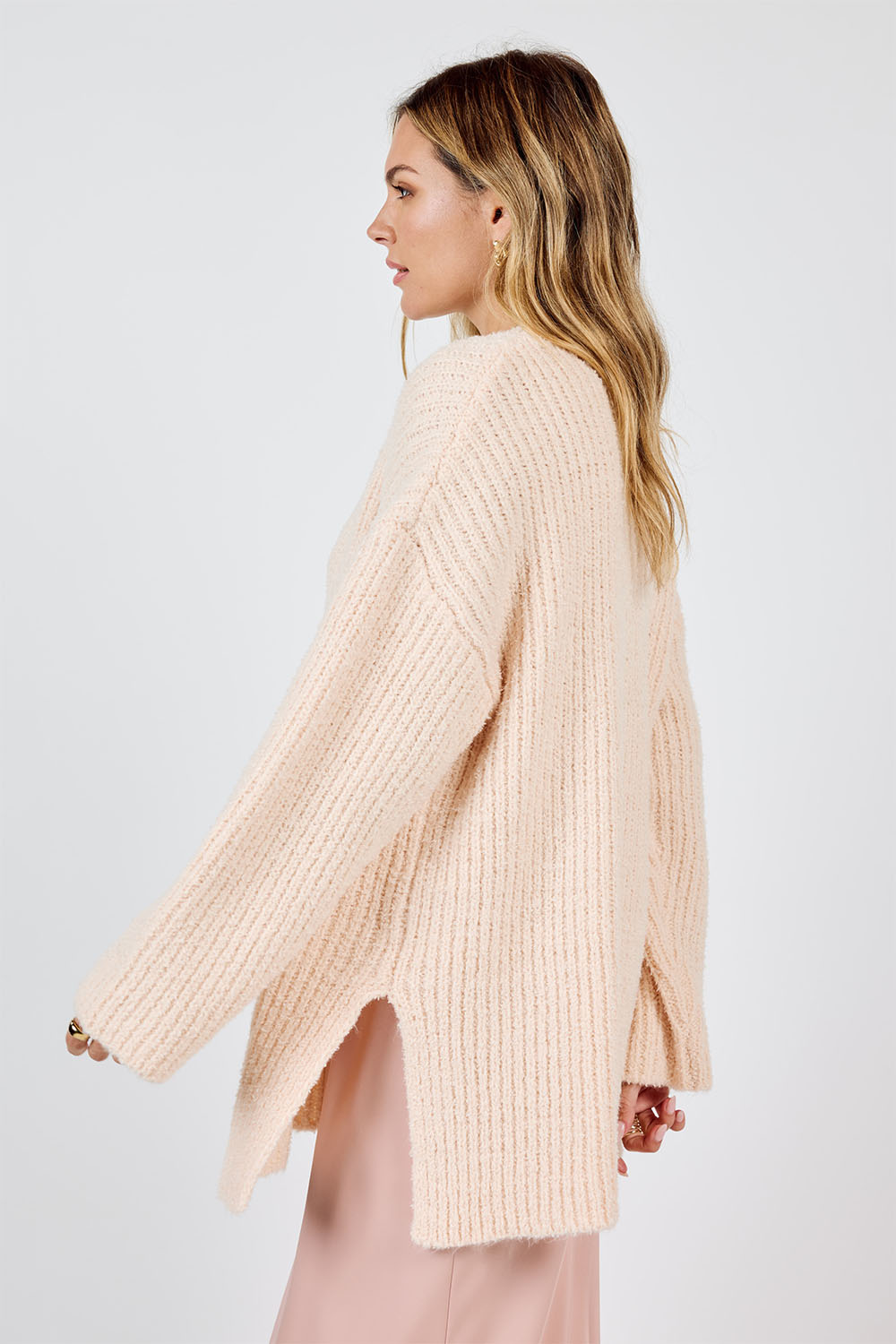 Sadie & Sage - Your Needs Ribbed Sweater - Cream - Side