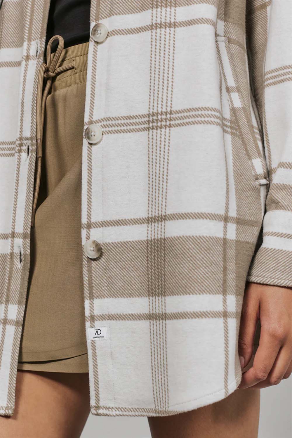 7 Diamonds - Generation Plaid Shacket - Sand - Detail