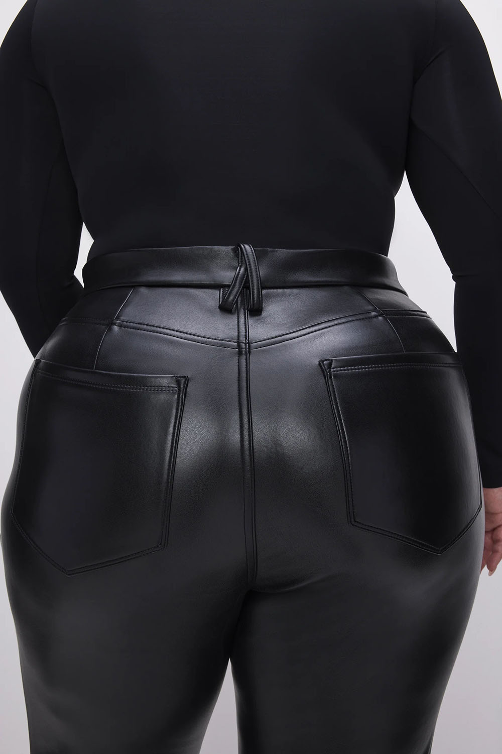 Good American - Good Icon Faux Leather Pant - Black - Detail