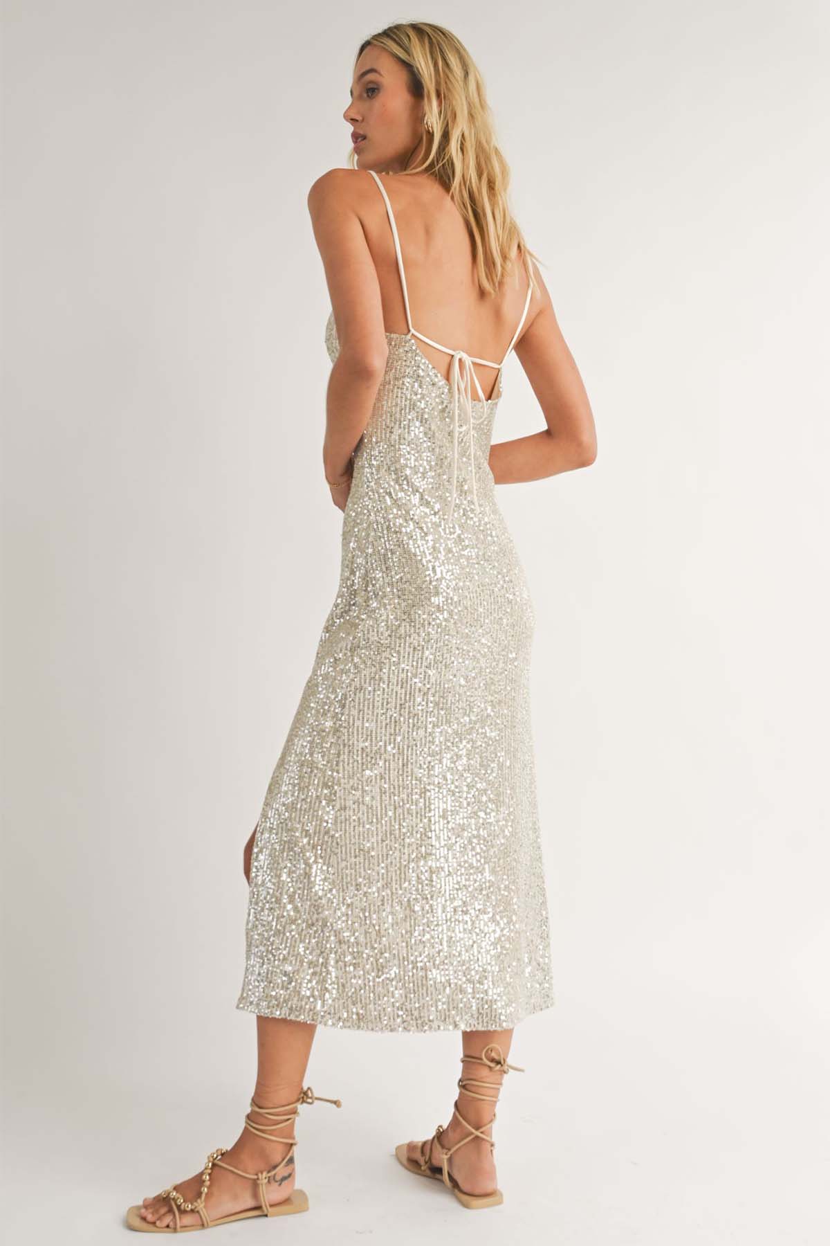 Sadie & Sage - Celebrations Midi Dress - Champagne - Back