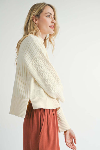 Sadie & Sage - Liss Turtleneck Sweater - Ivory - Side