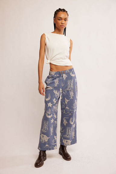 Free People - Seaside Pull-On Pant - Indigo Combo Rodeo