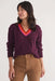 Marine Layer - Bella Cropped Sweater - Plum - Front