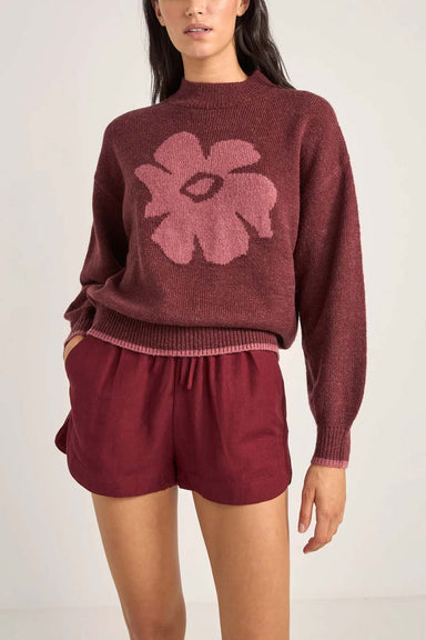 Rhythm - Juliet Floral Jumper - Burgundy - Front