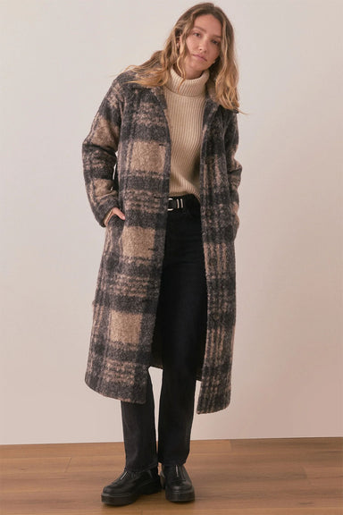 Marine Layer - Aspen Coat - Black/Oat Plaid