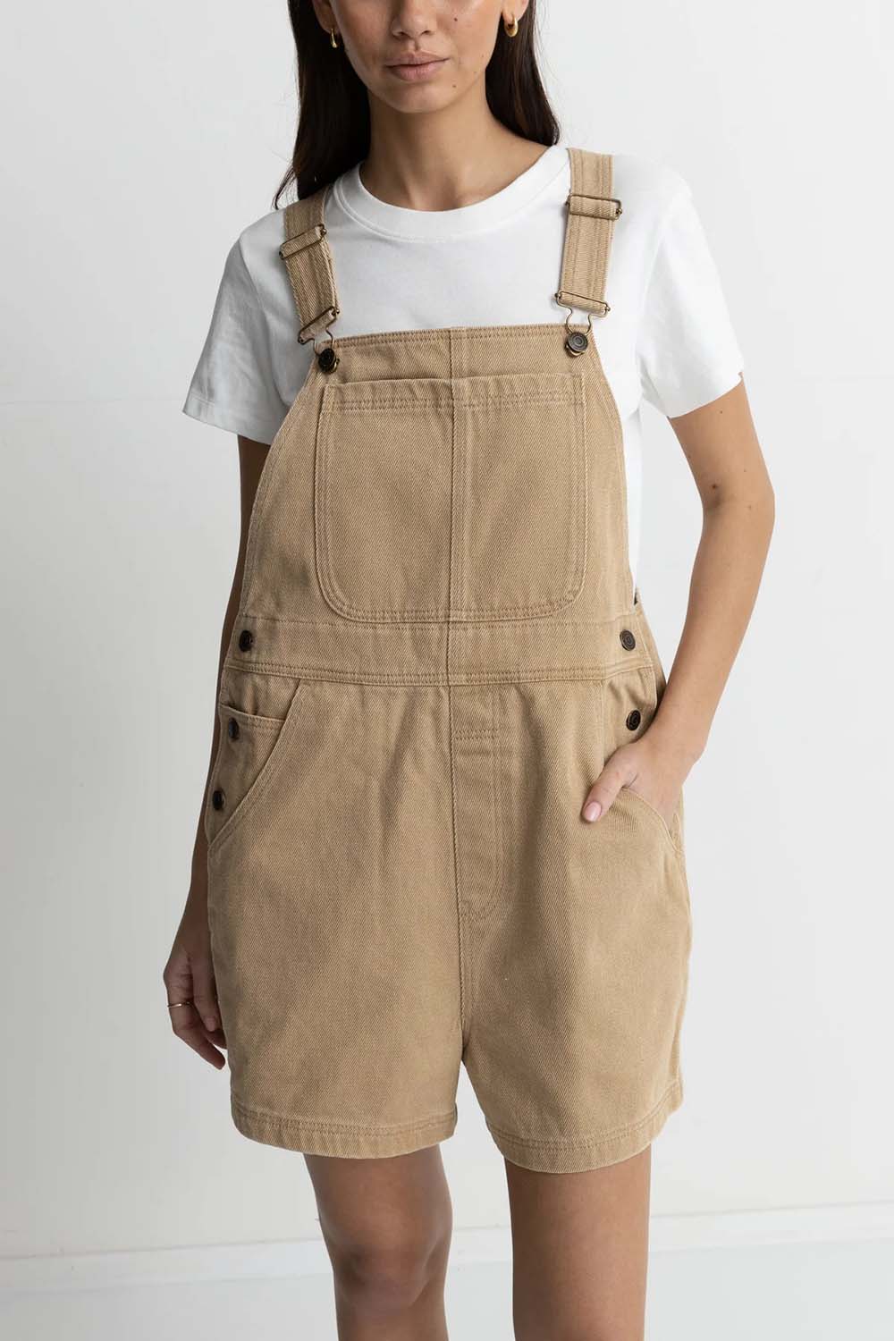 Rhythm - Tide Short Overall - Caramel - Front