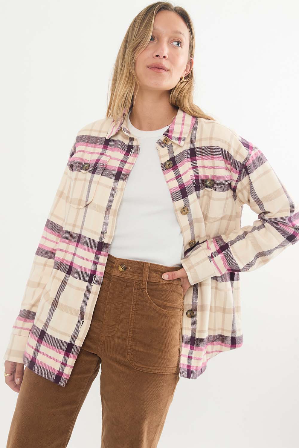 Marine Layer - Bailey Shirt Jacket - Warm Plaid - Front