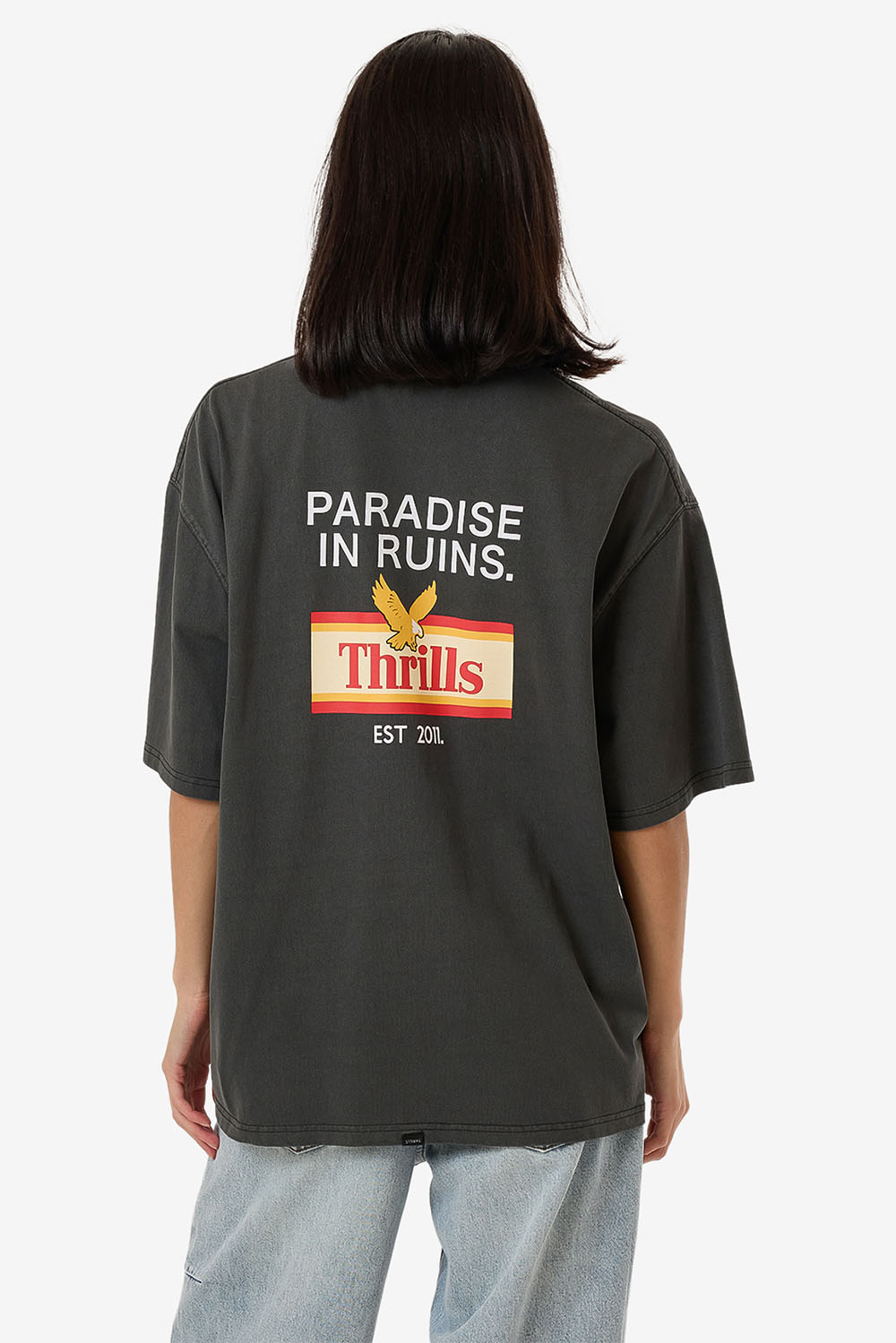 Thrills - Never Stop Oversized Tee - Merch Black - Back