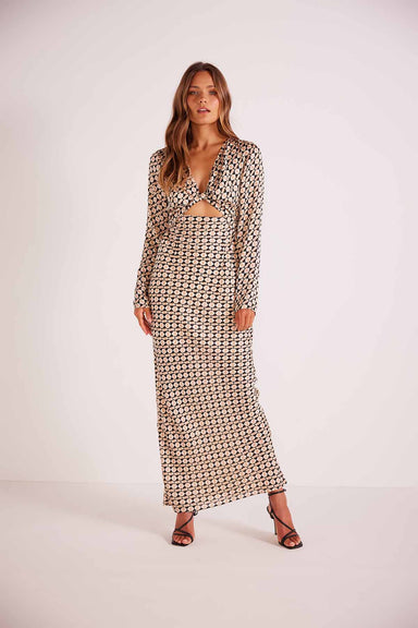 MinkPink - Cece Twist Midi Dress - Geometric - Front