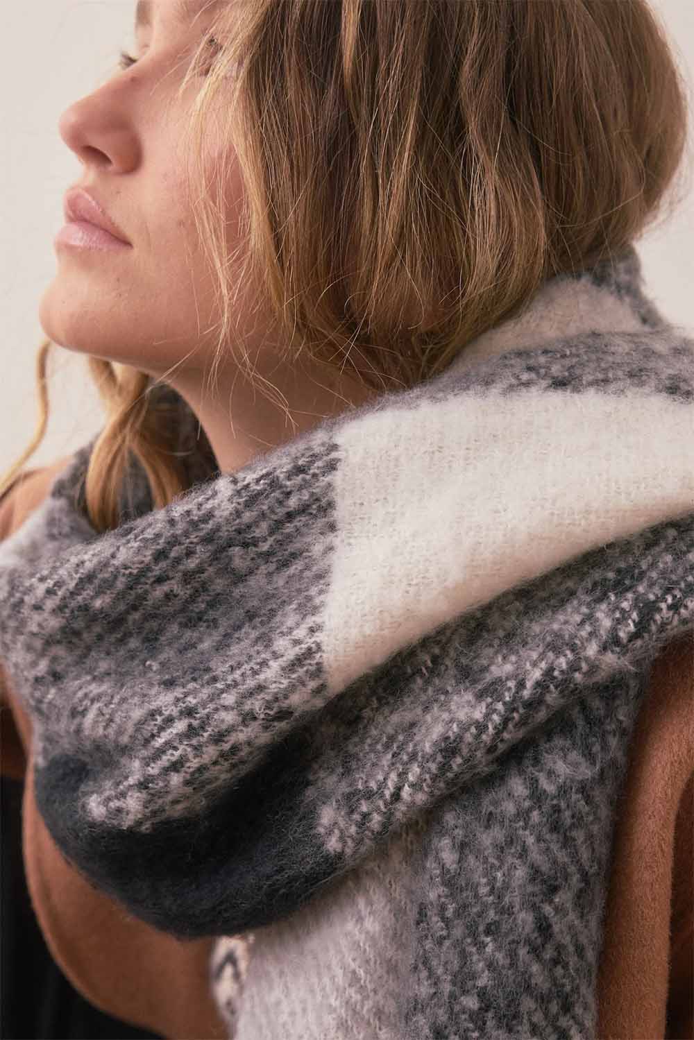 Marine Layer - Brushed Scarf - Black/White Check