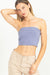 Double Zero - Strapless Ribbed Crop Top - Pale Indigo - Front