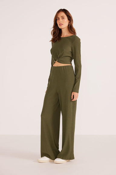 Mink Pink - Emmerson Wide Leg Pant - Forest Green - Profile