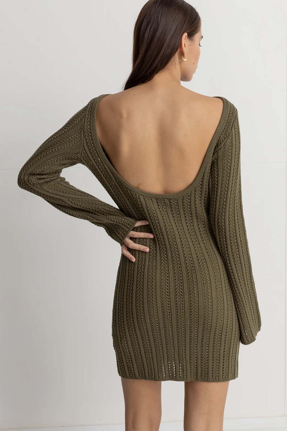 Rhythm - Charlize Mini Dress - Olive - Back